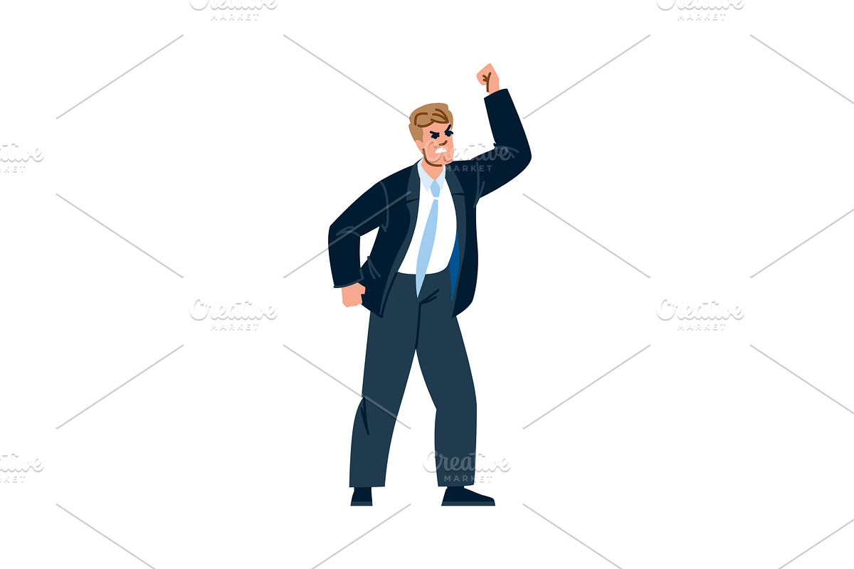 Angry businessman raising fist, a Person Illustration by pikepicture