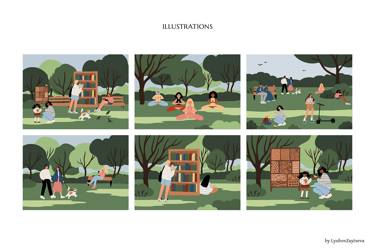 Diverse People in Park Illustration, a Person Illustration by LyubovZaytseva (Photo 4 of 8)