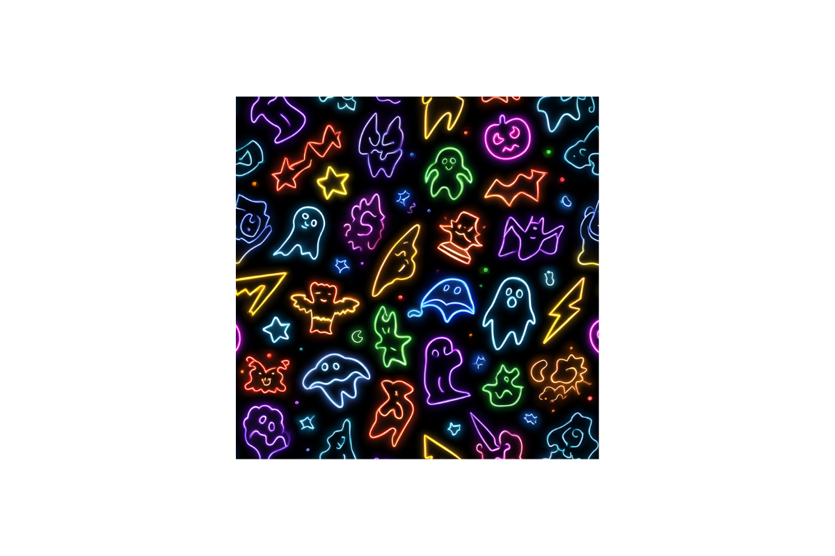 Neon Halloween Patterns Backgrounds, a Pattern Graphic by PcuDesigns Illustrations (Photo 3 of 3)
