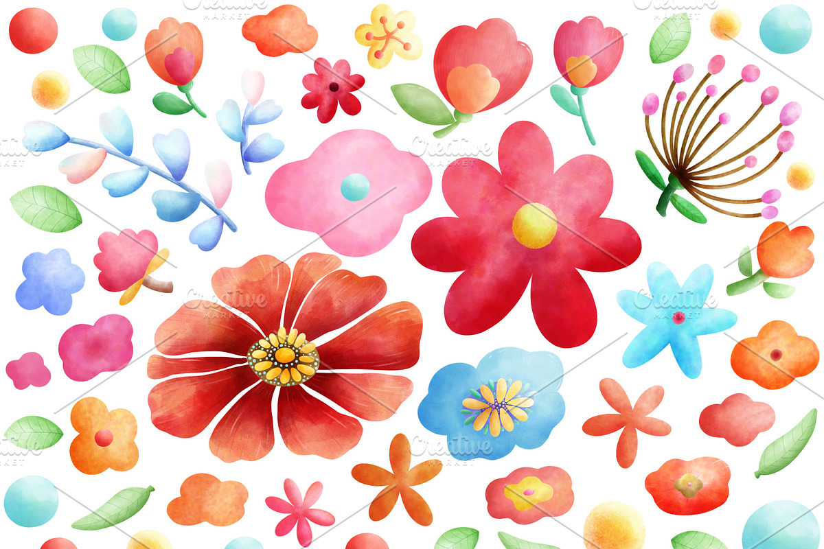 Summer Flower Watercolor, a Seasonal Illustration by Sense Library (Photo 10 of 18)