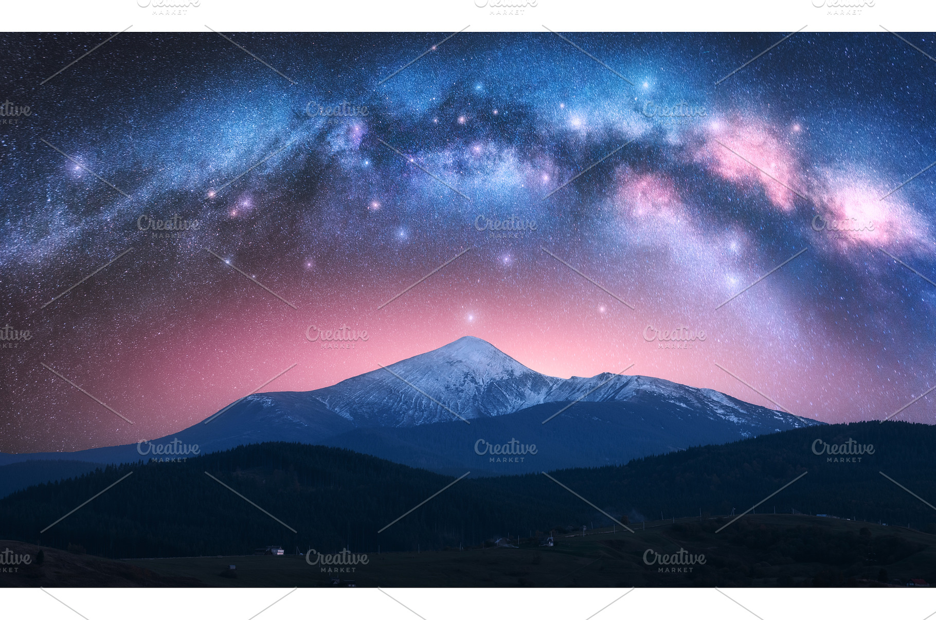 Arched Milky Way and mountains with, a Nature Photo by den-belitsky