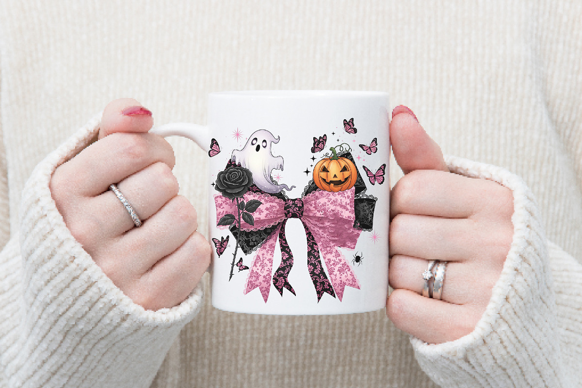 Coquette Halloween Bow Png, an Illustration by Watercolor design (Photo 3 of 3)