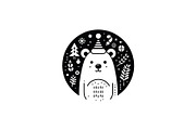 Bear Festive Holiday Circle Logo, a Branding & Logo Template by Vectorium Studio (Thumbnail 1 of 2)