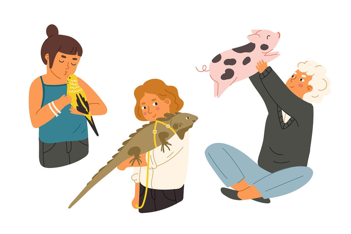 Children with cute animals, pets set, an Animal Illustration by Good Studio (Photo 2 of 5)