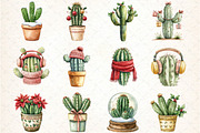 Watercolor Christmas Cactus Clipart, an Illustration by DreamCafeArt (Thumbnail 2 of 4)