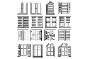 Windows and Shutters Illustration, an Object Graphic by RT Studio