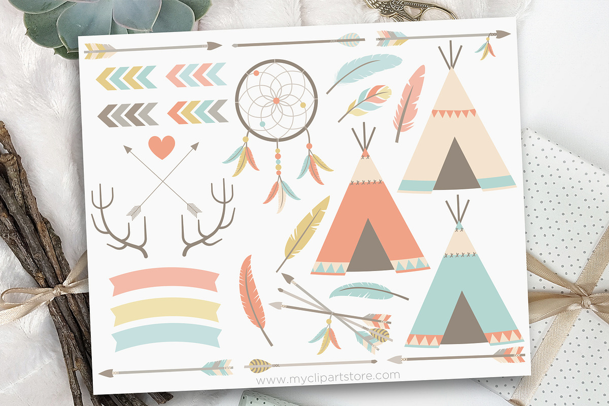 Tribal Elements Clipart, SVG, an Illustration by MyClipArtStore (Photo 1 of 2)