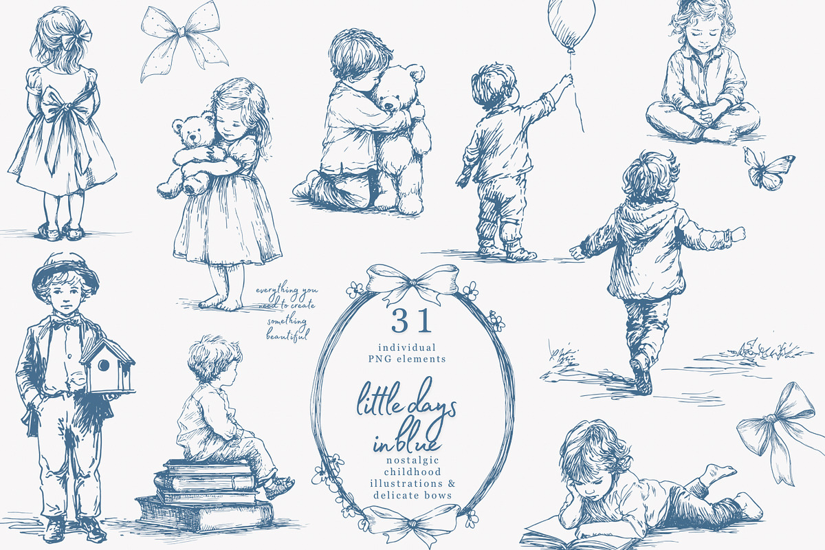 vintage children clipart collection, a Decorative Illustration by Patishop Art (Photo 1 of 8)