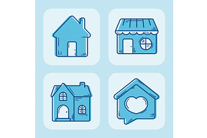 four real estate icons, an Object Illustration by studiogstock