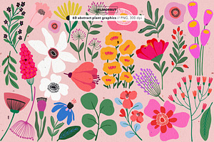 Abstract Modern Flower Illustrations