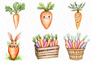 Spring Carrots Rabbit Clipart, an Illustration by Watercolor design (Thumbnail 3 of 12)