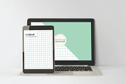 Front Laptop and Tablet Mockup, an iPad Mockup by skybluecreative (Thumbnail 1 of 2)