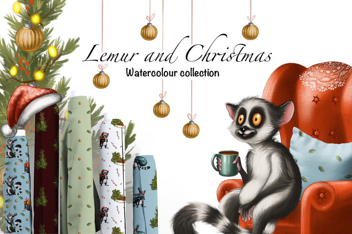 Lemur and Christmas, an Illustration by IrynaPanashii (Photo 1 of 11)