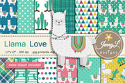 Llama Alpaca Digital Papers Clipart, a Pattern Graphic by JennyL Designs (Thumbnail 1 of 6)