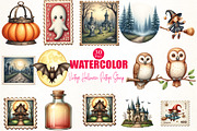 Vintage Halloween Postage Stamp Clip, an Illustration by CrexoraLab (Thumbnail 3 of 5)