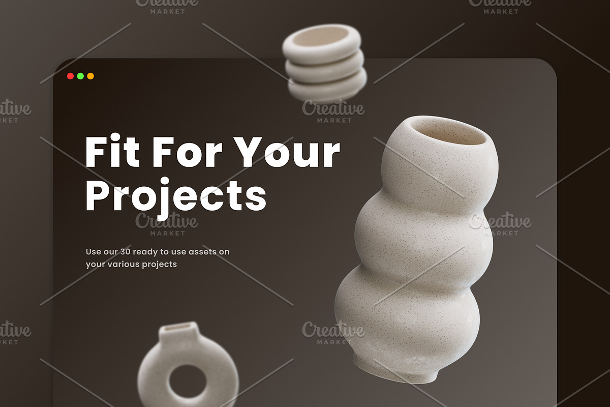 Ceramic Vases 3D Icons, an Object 3D Model by Azam Creative (Photo 4 of 5)