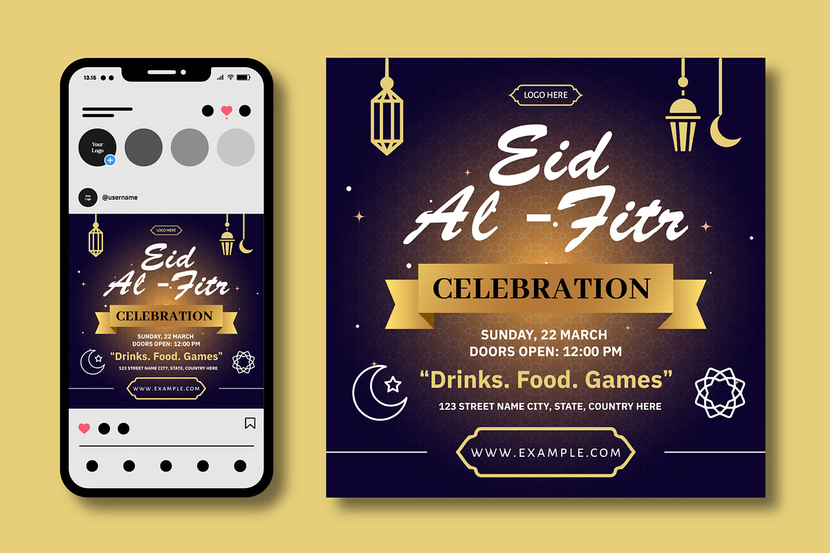 Eid Al Fitr Celebration Social Media, a Social Media Template by MightyDesign (Photo 1 of 7)
