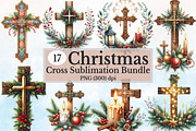 Christmas Cross Watercolor Clipart, a Seasonal Illustration by Rose Art (Thumbnail 1 of 4)
