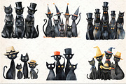 Quirky Black Halloween Cats Clipart, an Illustration by Rose Art (Thumbnail 2 of 4)
