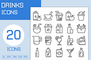 Beverage and Drinks Line Icons, an Outline Icon by Designfour (Thumbnail 1 of 7)
