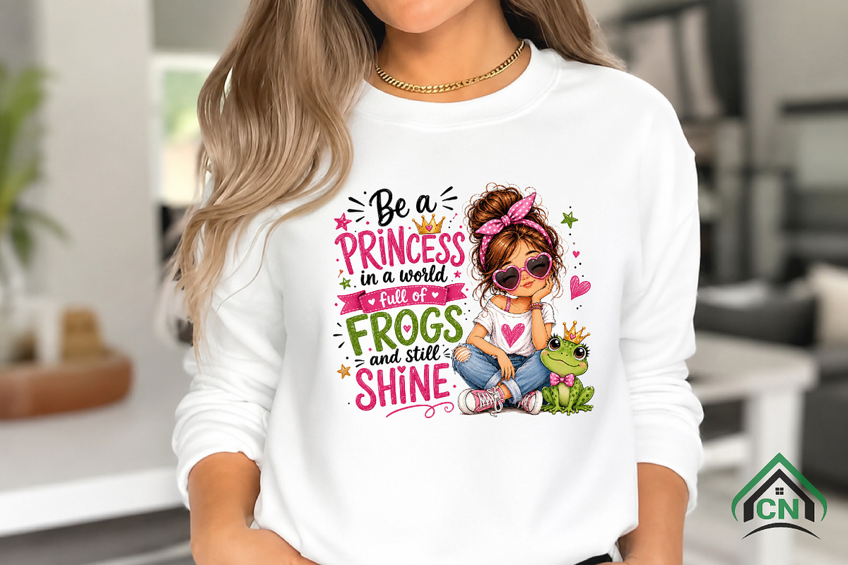 Cute Frog Princess Girl Sublimation, a Seasonal Illustration by Craft Nest (Photo 3 of 6)
