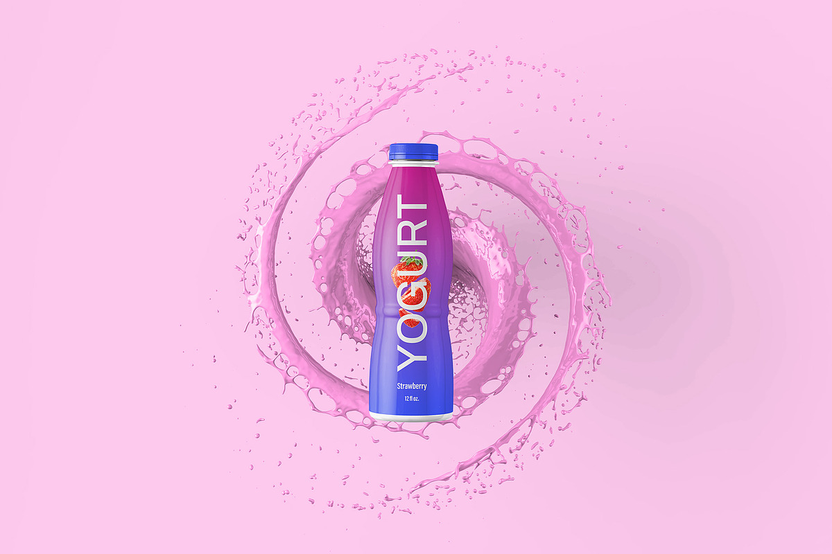 Bottle with Splash Mockup - 7 Views, a Packaging Mockup by Illusiongraphic (Photo 4 of 25)