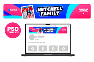 Vlogger Family YouTube banner, a Social Media Template by Vaughn Studios