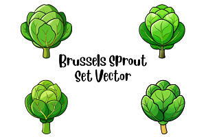 Brussels Sprout Set Vector, a Food Illustration by Awieee1
