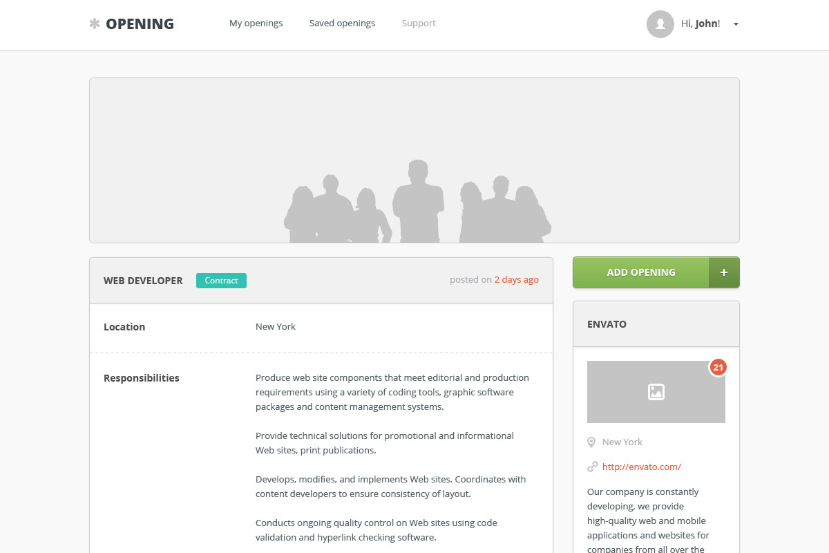 Opening - Job Board Wordpress Theme, a WordPress Template by bestwebsoft (Photo 4 of 5)