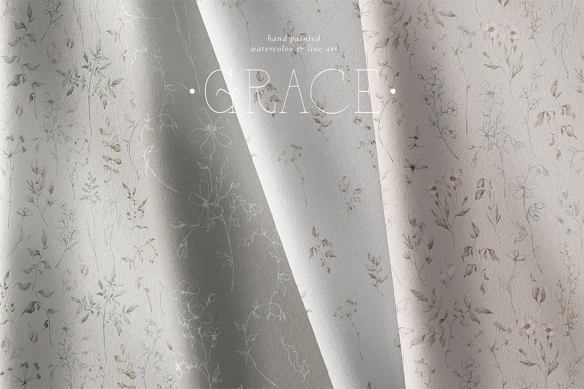 GRACE Floral Watercolor and Line art, a Decorative Illustration by Kreker Kate (Photo 8 of 10)