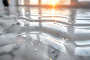 An ethereal close-up of a reflective surface, capturing golden light from a sun, a Background Photo by ImageMir