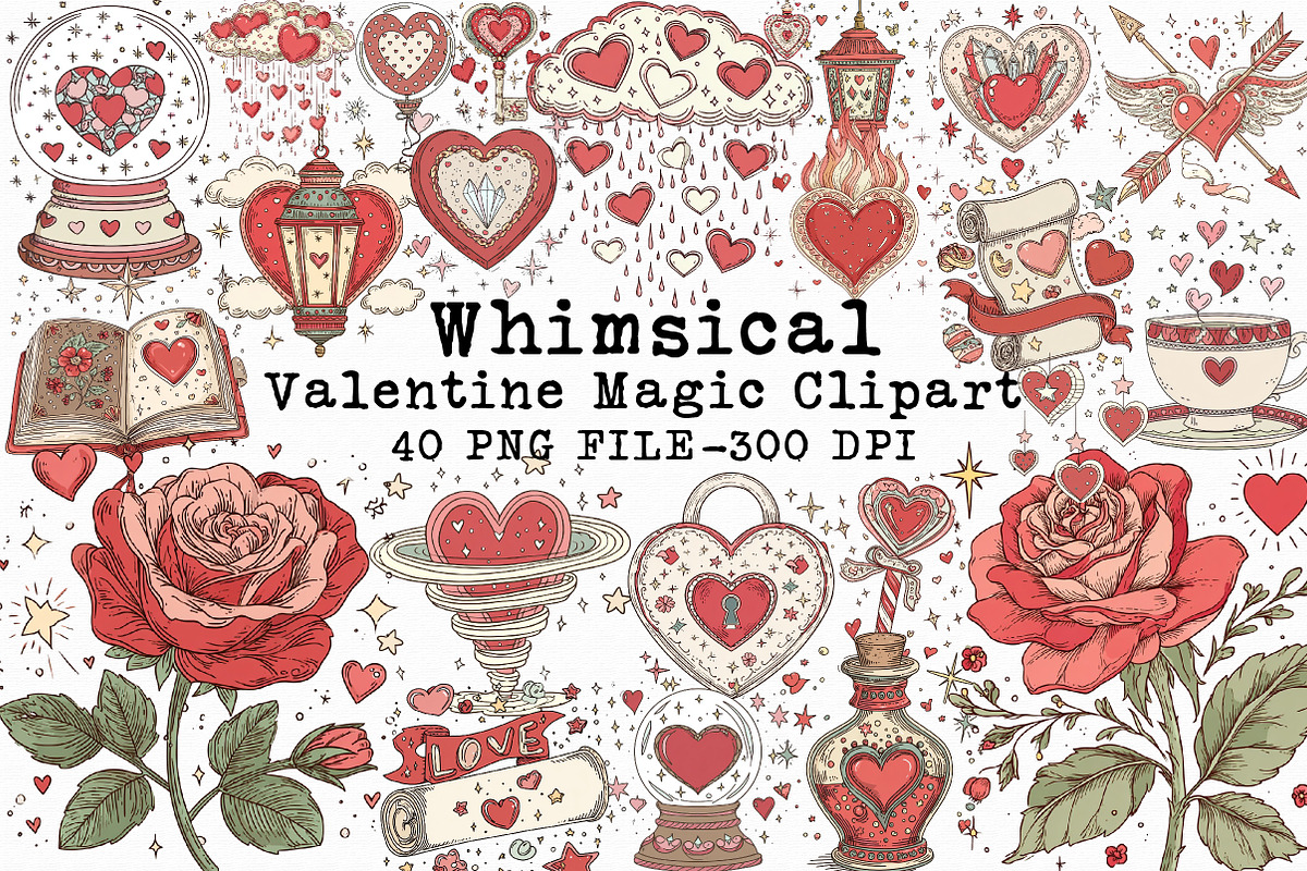 Whimsical Valentine Magic Clipart, an Illustration by Libby Wishes (Photo 1 of 5)