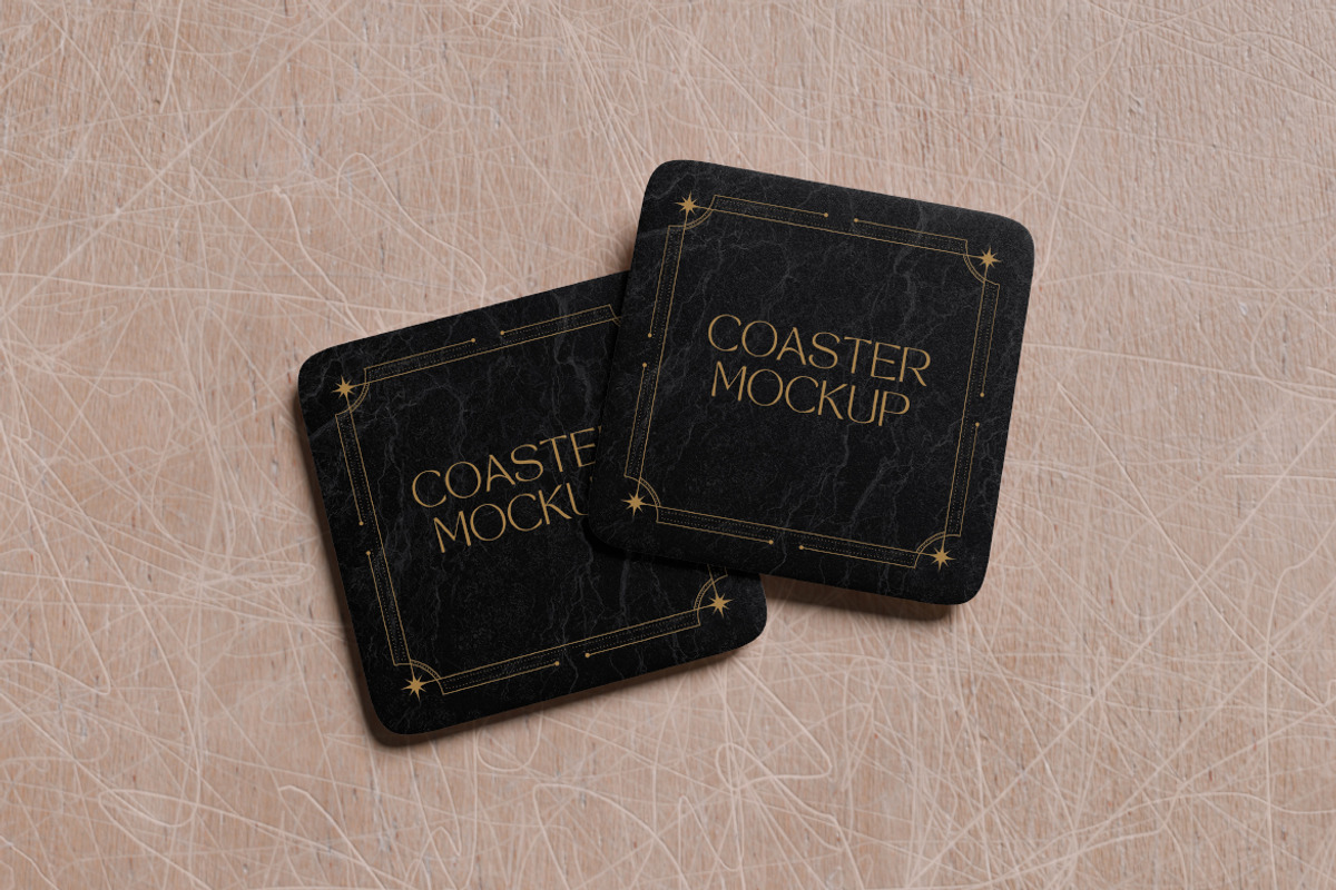 Square Coaster Mockup Bundle Set, an Advertising Mockup by Rielismee (Photo 4 of 5)