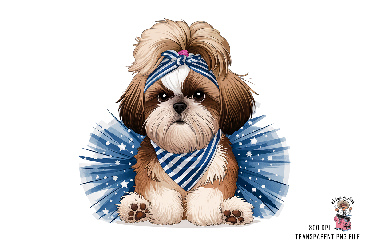 Patriotic Shih Tzu PNG Bundle, a Graphic by Clipart Bloom (Photo 6 of 15)