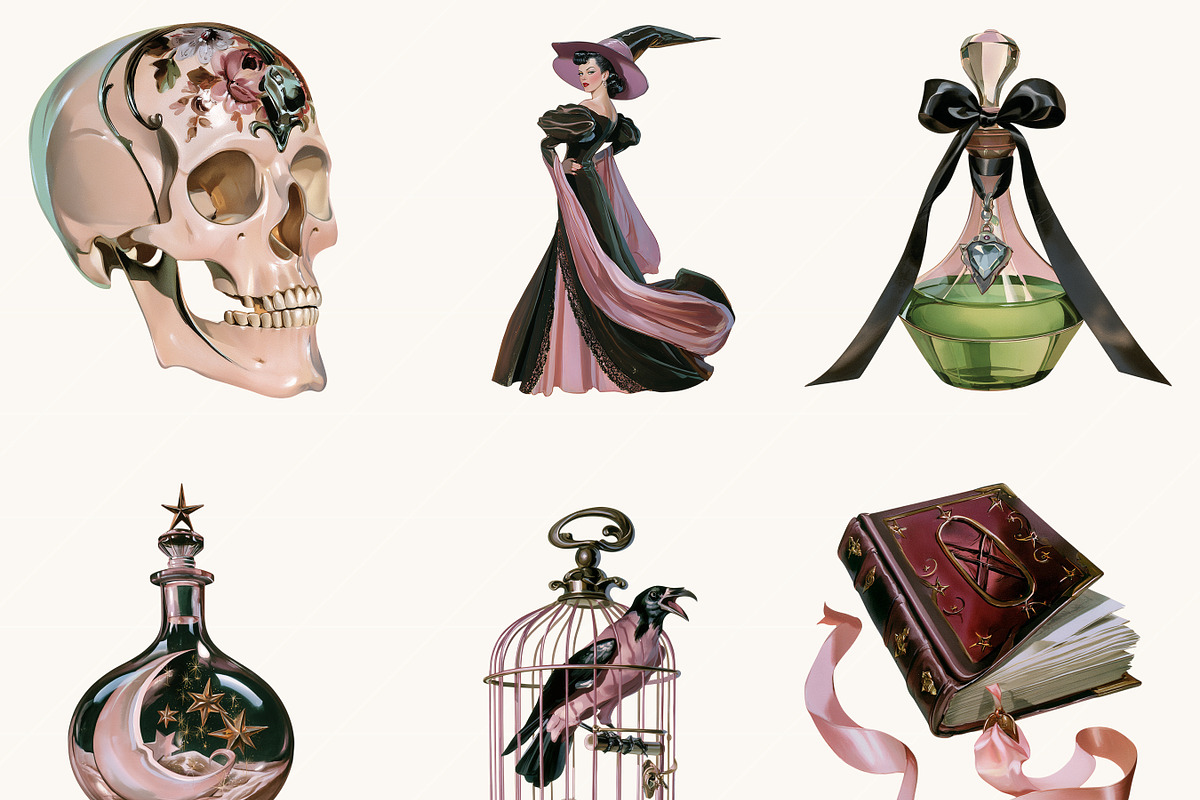 Vintage Witch Clipart Bundle, a Seasonal Illustration by BusyDaydesign (Photo 4 of 9)