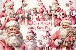 Vintage Christmas pink Santa clipart, an Illustration by CreationArt