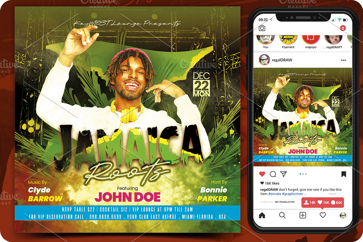 Reggae Music Flyer, a Flyer Template by regalDRAW (Photo 1 of 3)
