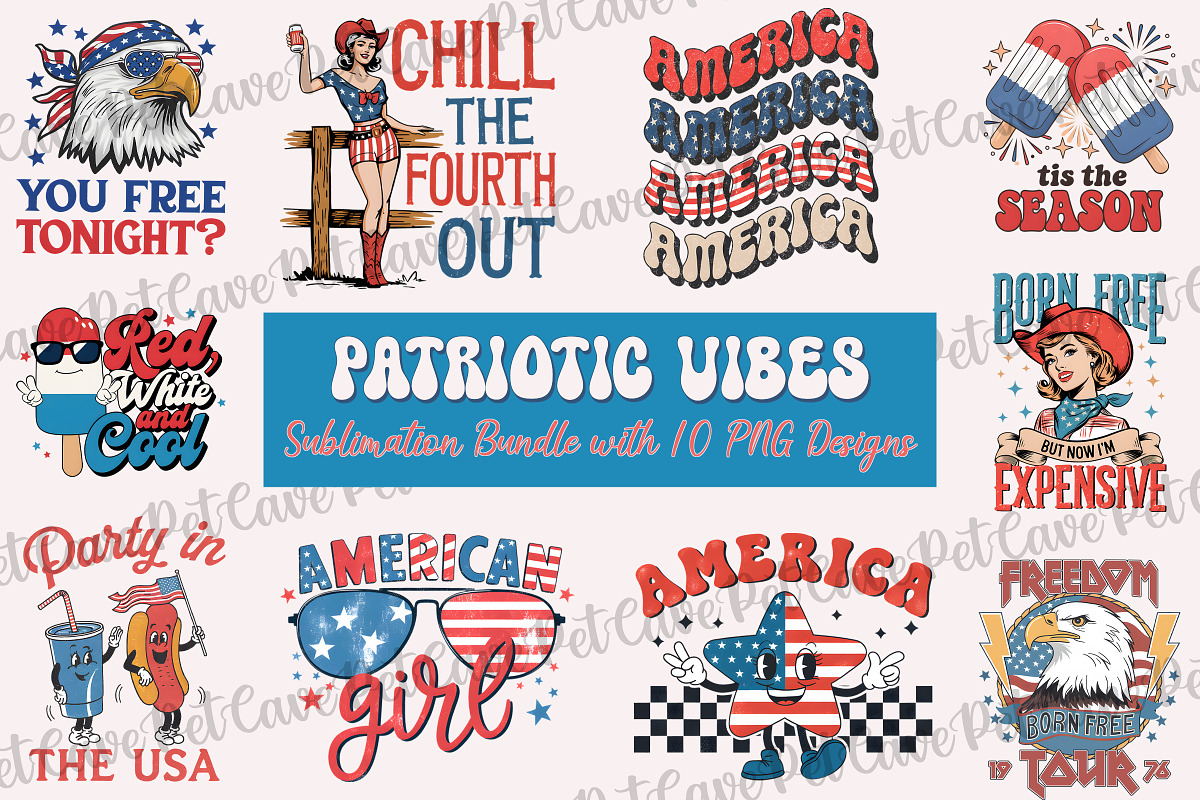 Patriotic Vibes Sublimation Bundle, a Graphic by Pet Cave (Photo 1 of 11)