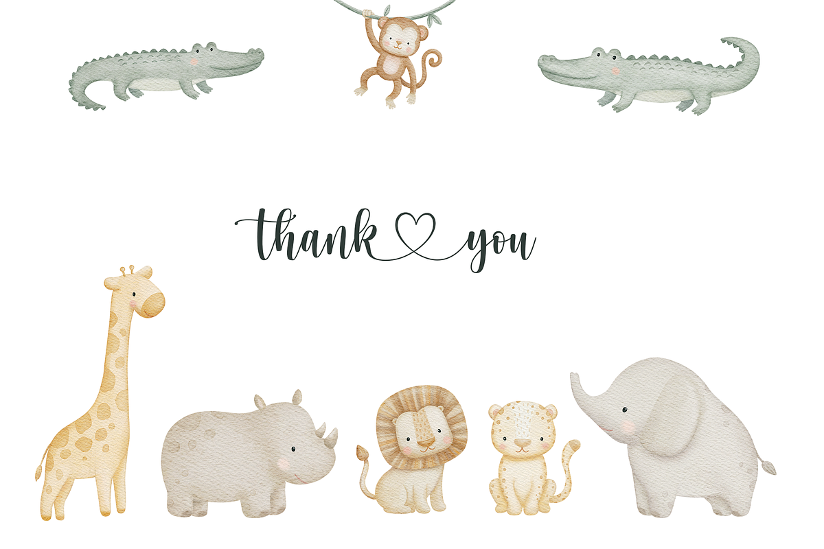 Jungle Safari Animals Watercolor Set, a Pattern Graphic by tetiartline (Photo 10 of 10)
