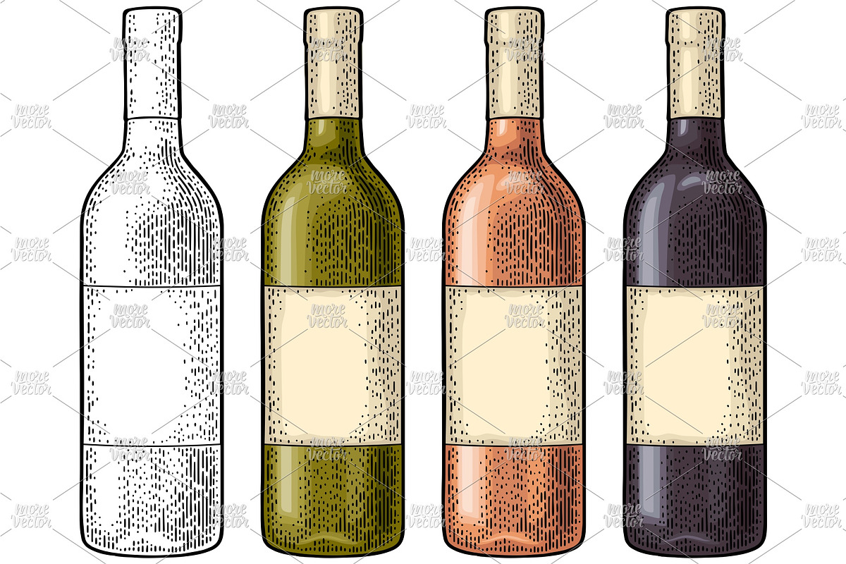 Wine bottle engrave illustration, a Food Illustration by MoreVector (Photo 1 of 3)
