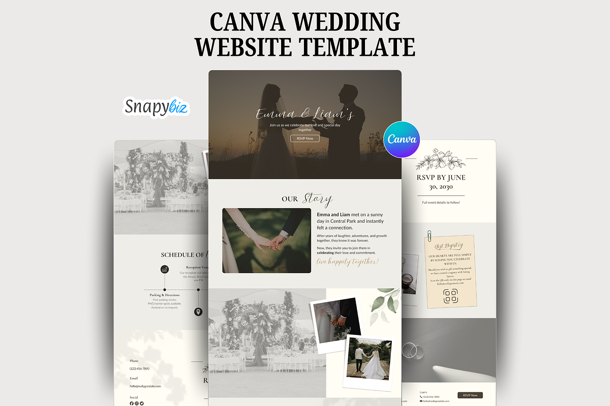 Canva Wedding Website Template, a Landing Page Template by Snapybiz (Photo 1 of 11)