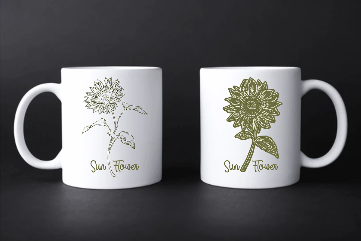 Sun Flower Vector Line, a Decorative Illustration by Ben studio (Photo 3 of 5)