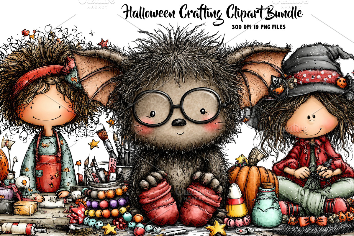 Halloween Crafting Clipart Bundle, a Seasonal Illustration by CreationArt (Photo 1 of 7)