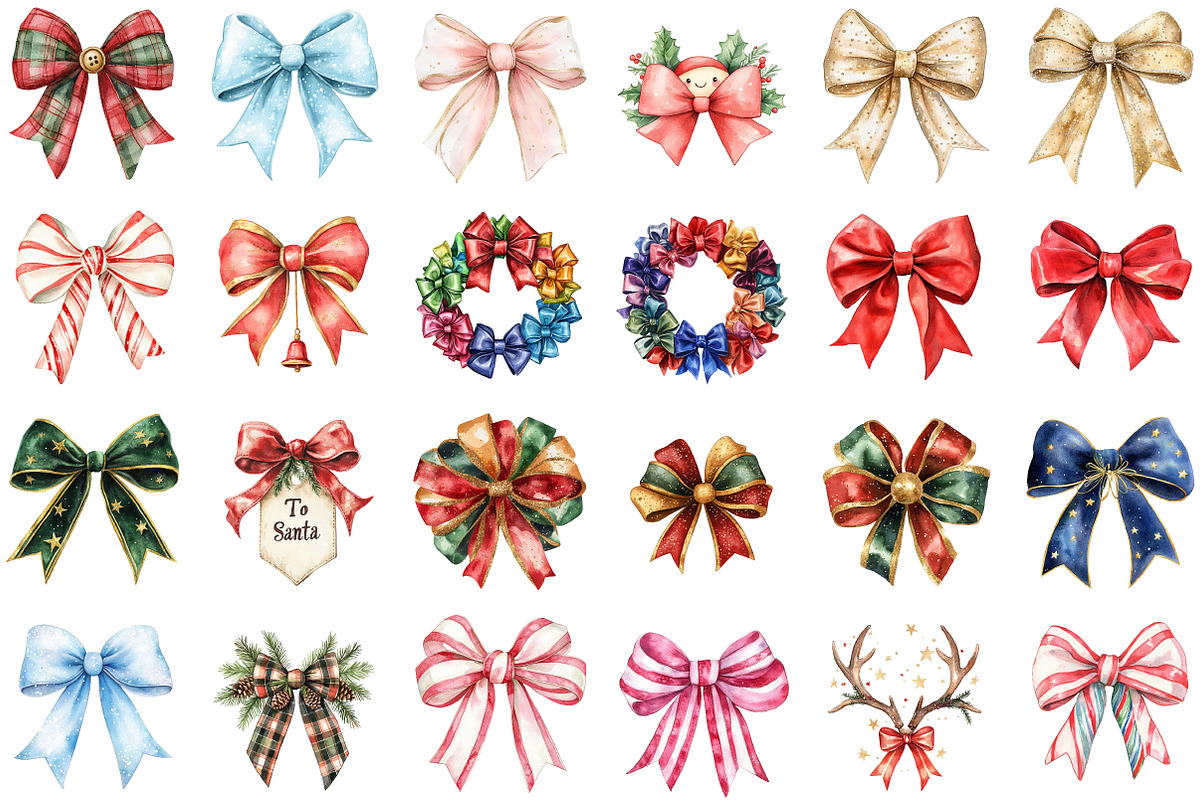Christmas Bow Sublimation Clipart Bu, an Illustration by Sublimation Artist (Photo 2 of 6)