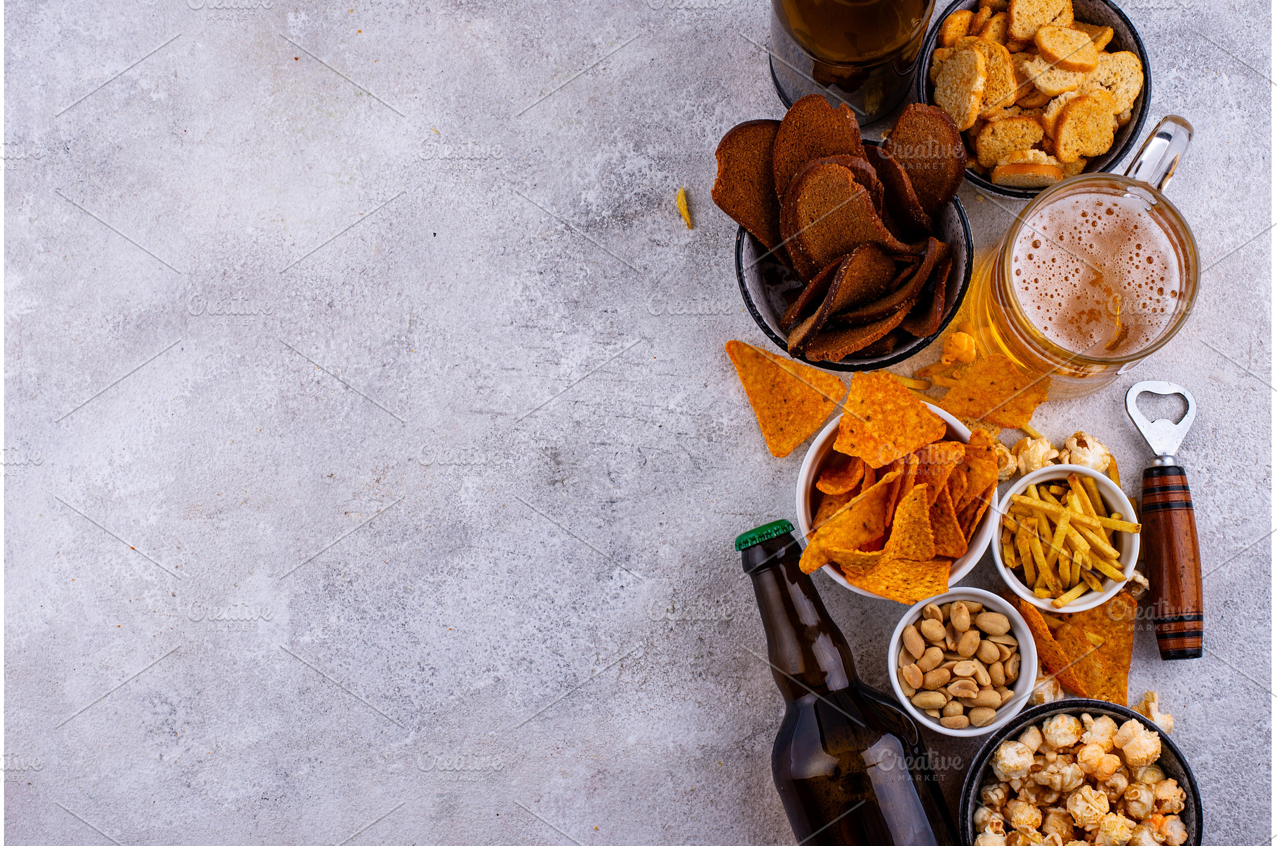 Beer and different snacks for, a Food & Drink Photo by Yulia Furman