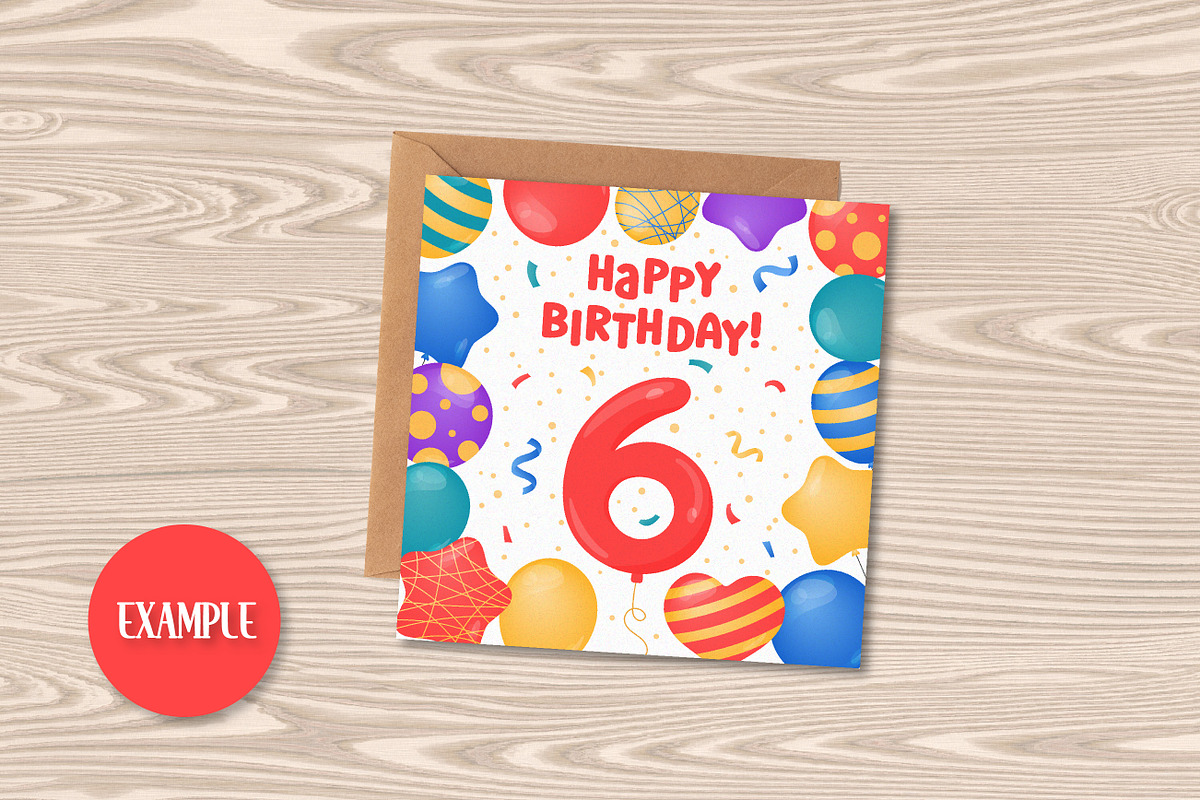 Happy Birthday Greeting Cards Square, a Card Template by AnnaViolet_store (Photo 9 of 9)