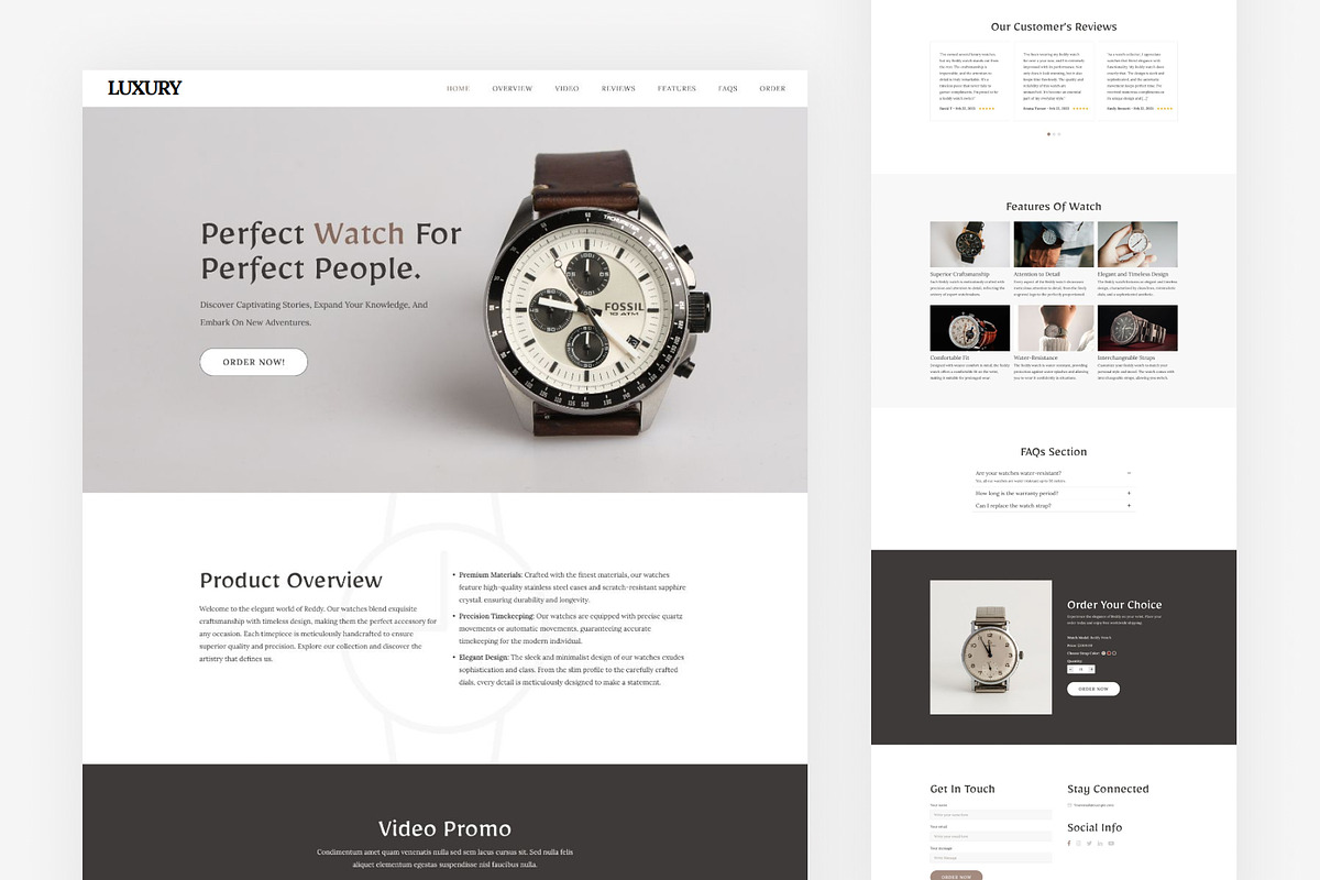 Luxury - Luxury Watch One Page HTML, a Landing Page Template by TemplatesJungle