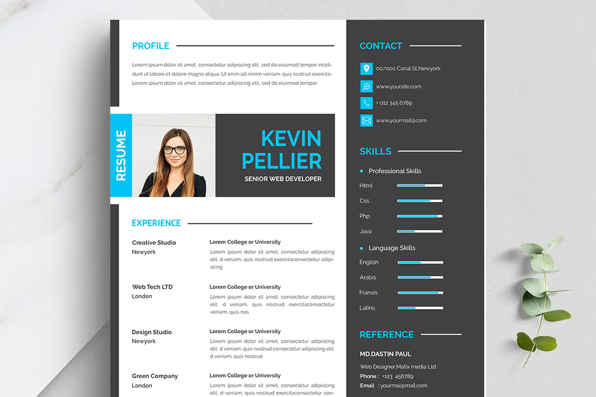 Clean and creative minimal resume preview 3