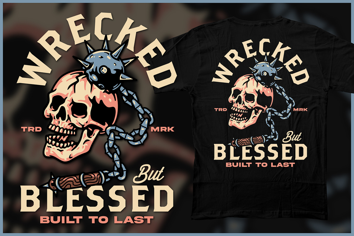 Skull & Spike Ball T-shirt Design, an Illustration by Stead Supply