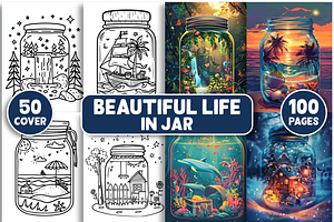 Beautiful Life in Jar Coloring Pages, an Animal Illustration by Design Station